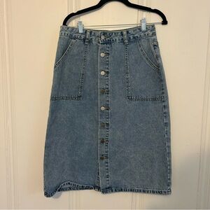 Button Down Light Blue Denim Skirt